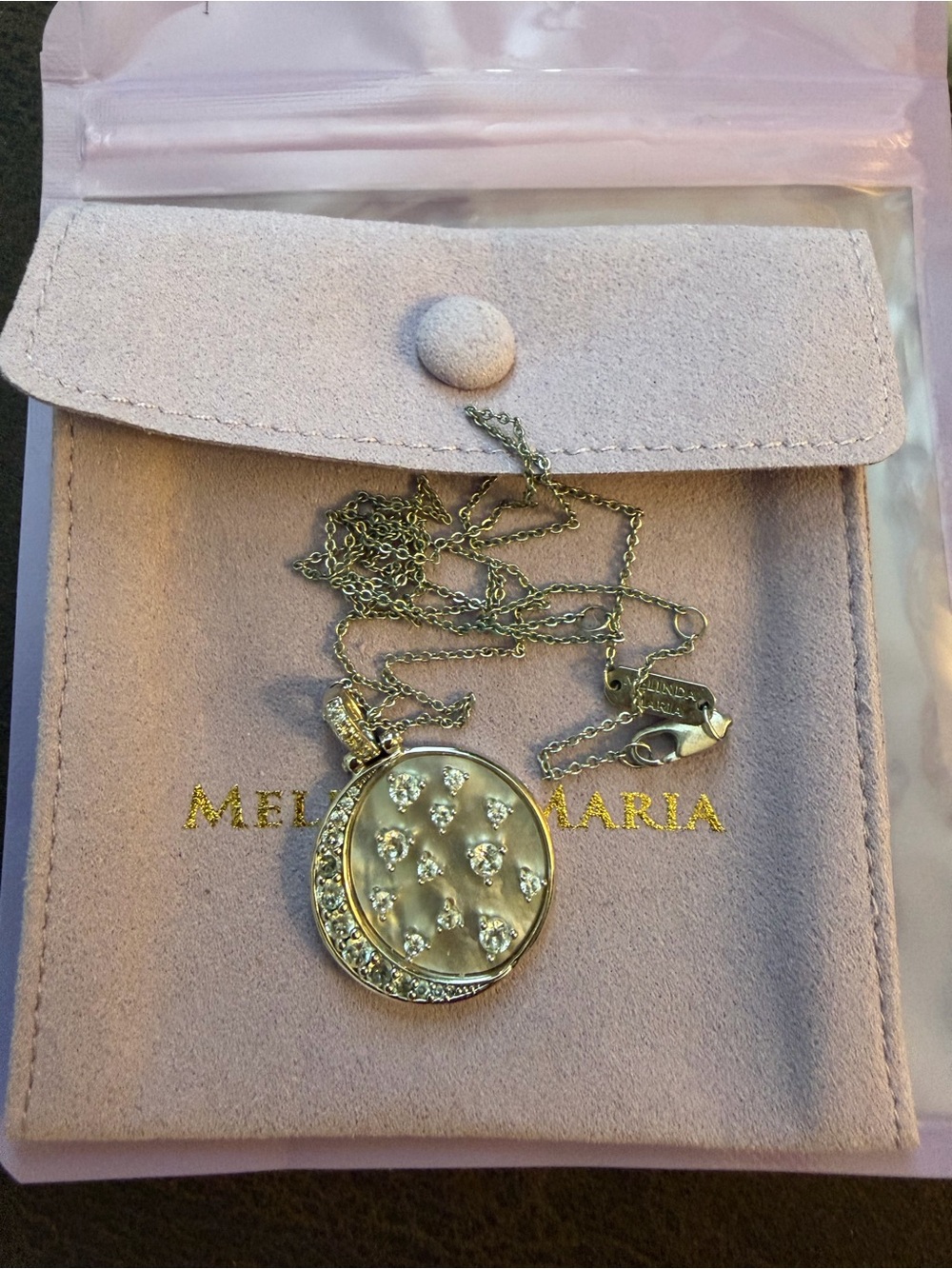 Melinda Maria Silver Sweet Dreams Medallion Necklace Adjustable
